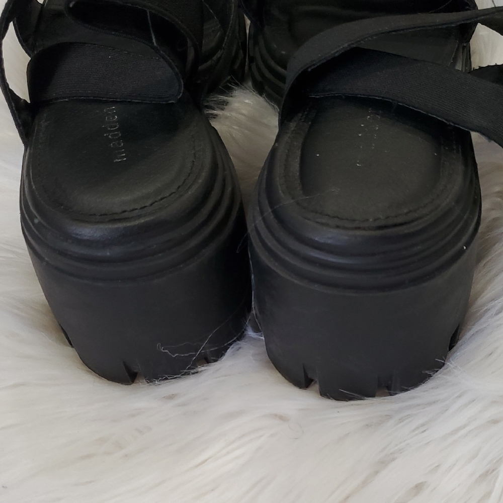 Y2k Madden Girl Black Retro  Chunky Heel  Sandals with Wide Straps - Picture 7 of 13